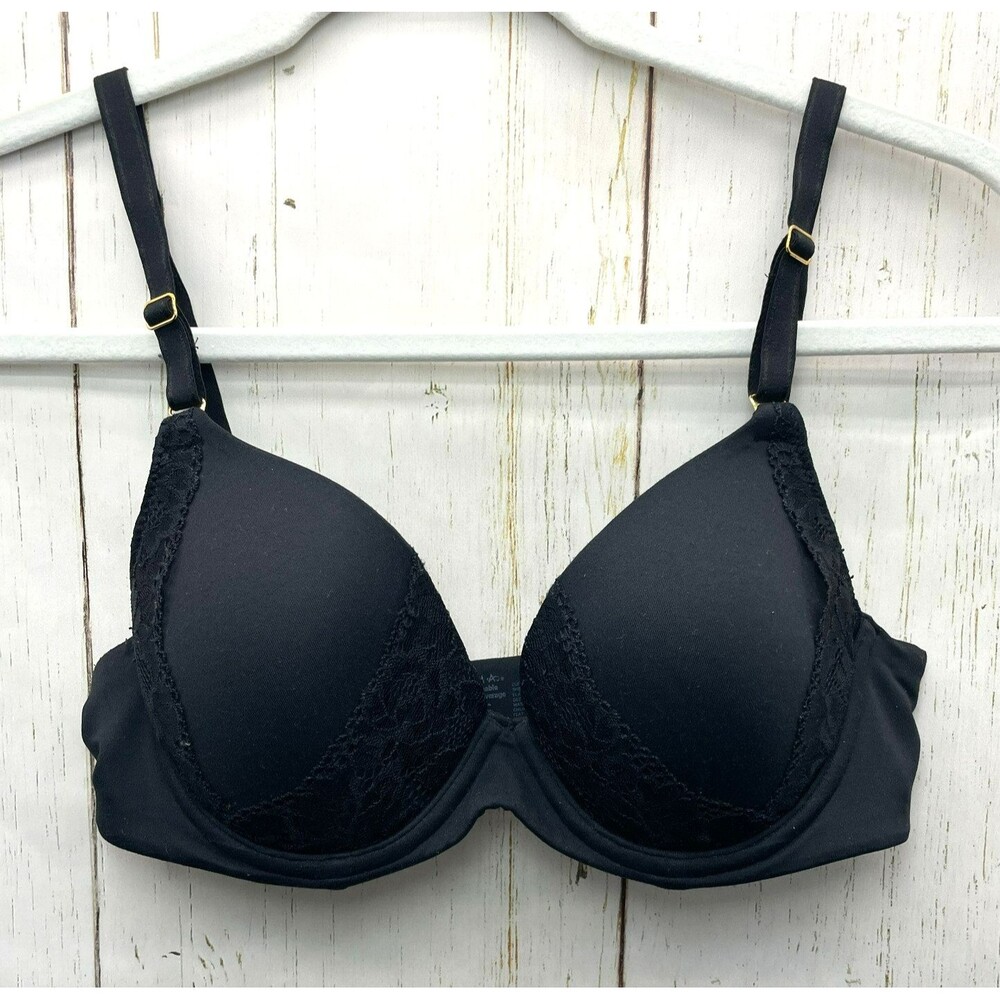 Soma Women Embraceable Perfect  Coverage Lace  Bra Trim Underwire Black Size 32C